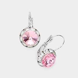 Rivoli Cut Genuine Crystal Lever Back Earrings