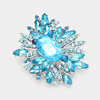 Crystal Flower Leaf Cluster Brooch / Pendant