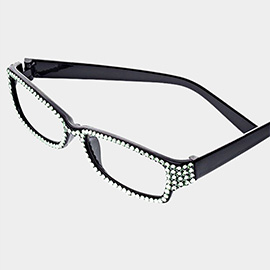 Crystal Pave Rectangular Reading Glasses