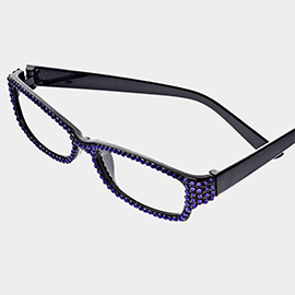 Crystal Pave Rectangular Reading Glasses