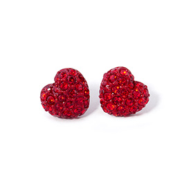 Crystal Paved Heart Stud Earrings