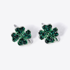 Crystal Paved Clover Stud Earrings