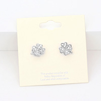 Crystal Pave Clover Stud Earrings