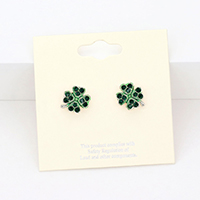 Crystal Pave Clover Stud Earrings