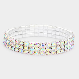 3-Row Rhinestone Stretch Bracelet