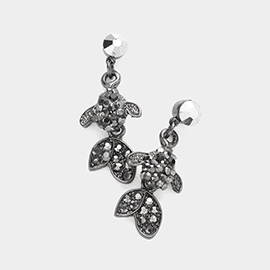 Crystal Rhinestone Fish Dangle Evening Earrings