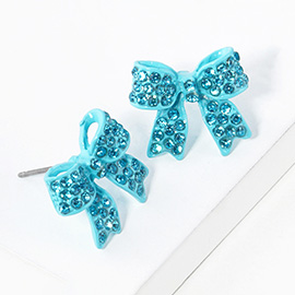 Pave bow stud earrings