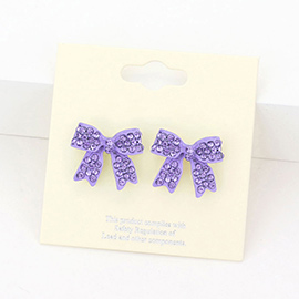 Pave bow stud earrings