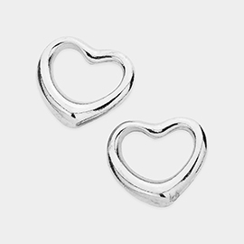 Metal Heart Outline Stud Earrings