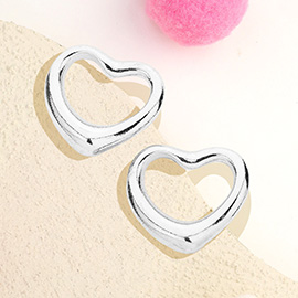 Metal Heart Outline Stud Earrings