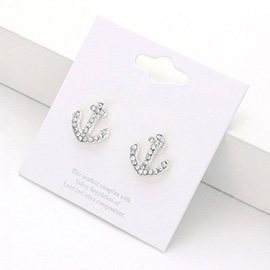 Crystal Pave Anchor Stud Earrings