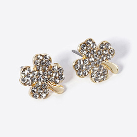 Crystal Paved Clover Stud Earrings