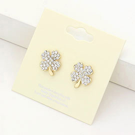 Crystal Pave Clover Stud Earrings