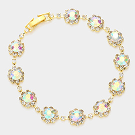 Round Crystal Rhinestone Rosette Evening Bracelet