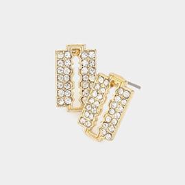 Razor Blade Rhinestone Stud Earrings