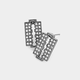 Razor Blade Rhinestone Stud Earrings