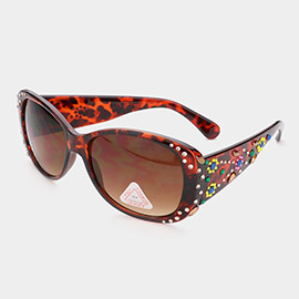 Petal Crystal Accented Sunglasses