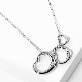 Triple Open Heart Pendant Necklace