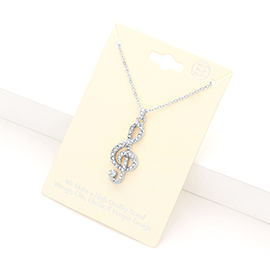 Crystal treble clef pendant necklace