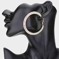 2 Row Crystal Rhinestone Hoop Earrings