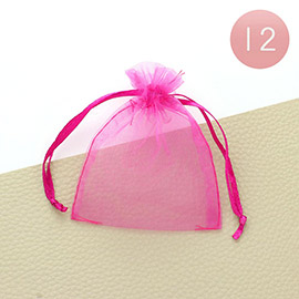 12PCS - 3 X 3.5 Ribboned Organza Gift Bags