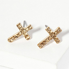 Crystal Cross Stud Earrings