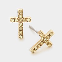 Crystal cross stud earrings