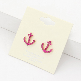 Crystal Pave Anchor Stud Earrings