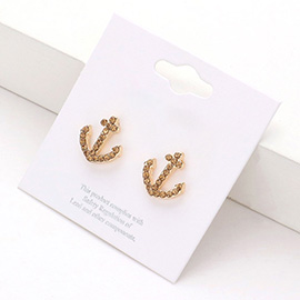 Crystal Pave Anchor Stud Earrings