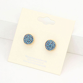 Rhinestone Pave Round Disc Stud Earrings