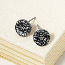 Crystal Pave Round Disc Stud Earrings