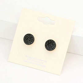 Rhinestone Pave Round Disc Stud Earrings