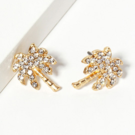 Crystal Paved Palm Tree Stud Earrings