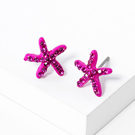 Crystal Paved Starfish Stud Earrings