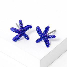 Crystal Paved Starfish Stud Earrings