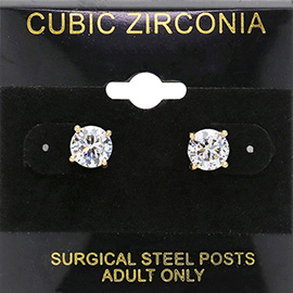 7mm Round CZ Stud Earrings