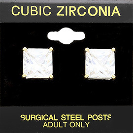 11mm Square CZ Stud Earrings