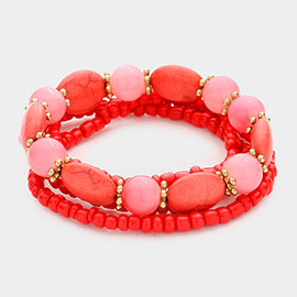 2PCS - Beaded Stretch Bracelet / Necklace