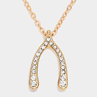 Crystal Wishbone Pendant Necklace