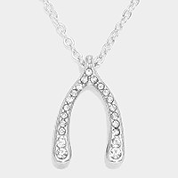 Crystal Wishbone Pendant Necklace