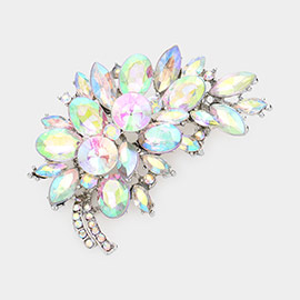 Glass Crystal Leaf Pin Brooch