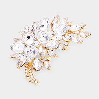 Glass Crystal Leaf Pin Brooch