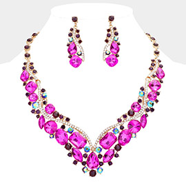 Glass Crystal Evening Necklace