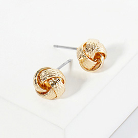 Textured Metal Love Knot Stud Earrings