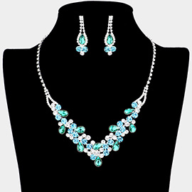 Teardrop Accented Rhinestone Necklace