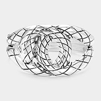 Diamond Checkered Snake Metal Hinged Bracelet