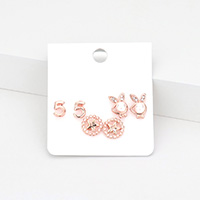 3Pairs - Pearl Playboy bunny star stud earrings