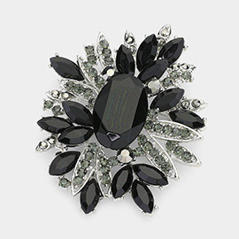 Crystal Flower Leaf Cluster Pin Brooch