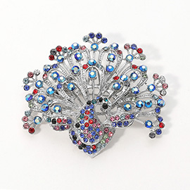 Crystal Stone Paved Peacock Pin Brooch