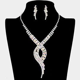 Swirl Rhinestone Paved Necklace